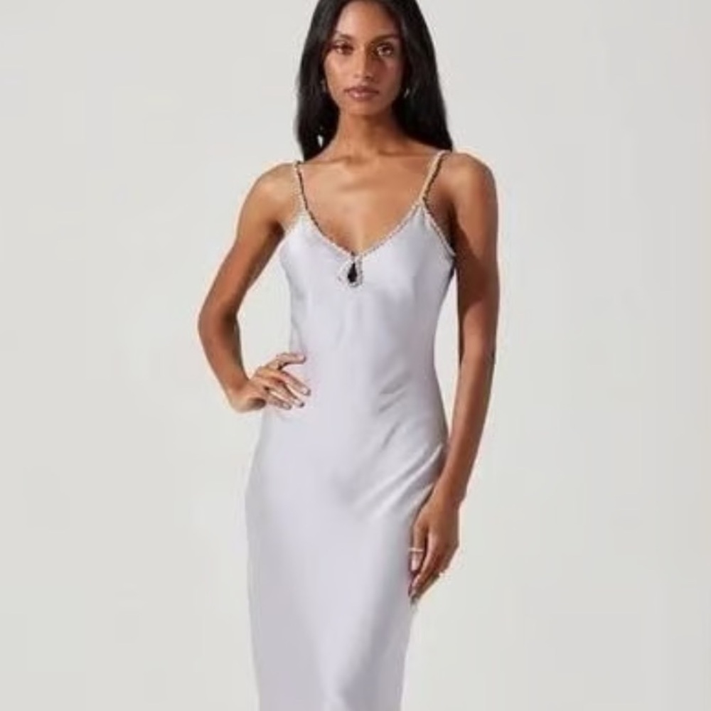 ASTr the label Nilana Rhinestone Trim Slip Dress